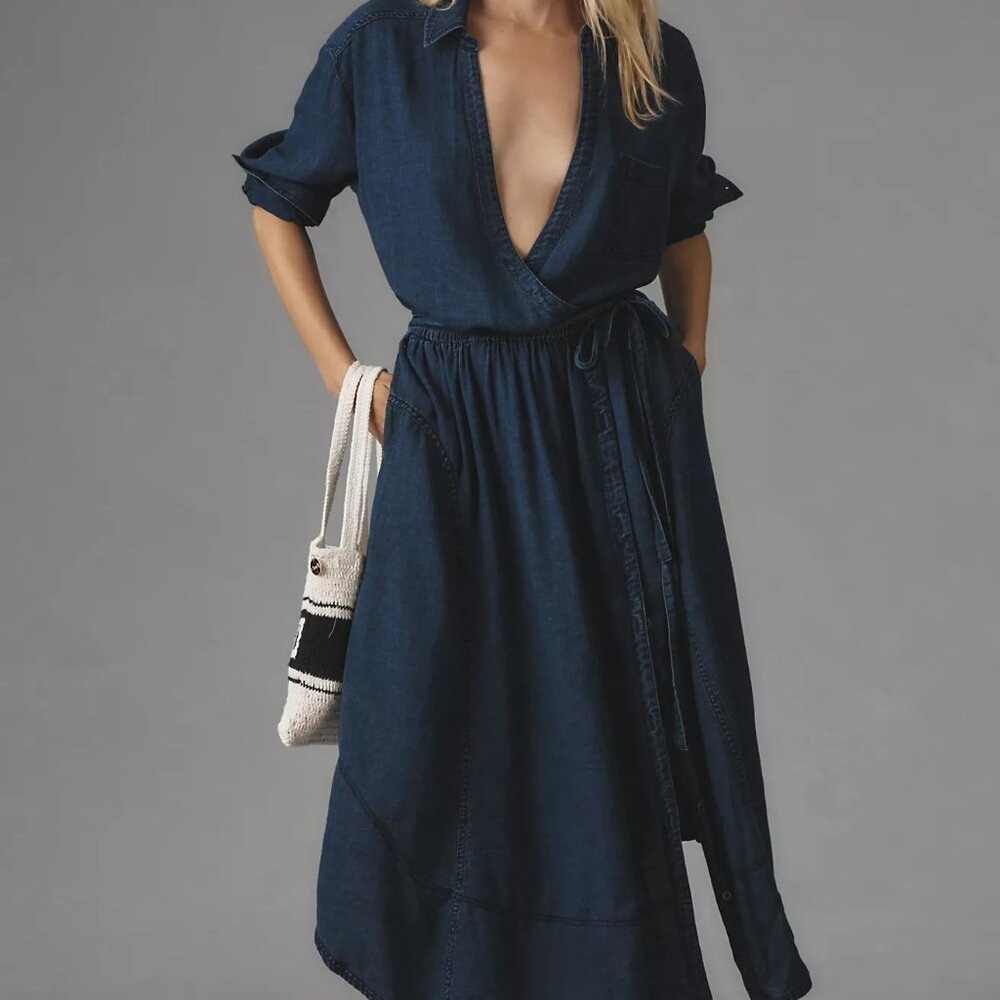 Pilcro V-Neck Wrap Midi Dress NWT